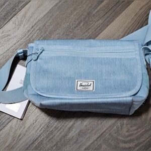 Herschel Grade Mini Messenger Shoulder Bag Light Denim Crosshatch Blue